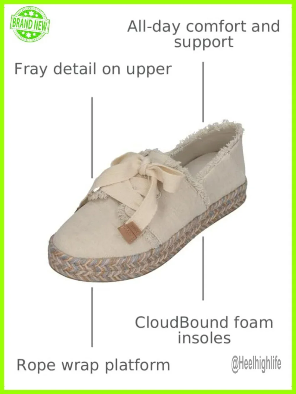 Lace-Up Flatform Espadrille Platform Shoe Fray Detail